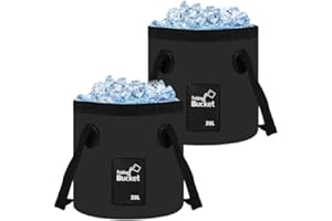 GBACHOOSE 2 Pack 20L Folding Water Bucket, Black Portable Collapsible Buckets, Outdoor Multifunctional PVC Folding Bucket for Camping, Traveling, Hiking, Fishing, Gardening, Car Washing
