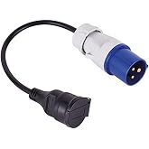 Electraline 900039 Industrial Adapter with 1 Schuko Socket + EEC Plug (for Caravan, Construction Site, Boat, Motorhome, Campi