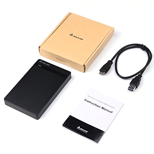 Salcar 2,5 Zoll USB 3.0 HDD SSD Festplattengehäuse für 2,5″ SATA HDD und SSD mit USB 3.0 Kabel, werkzeuglos (Schwarz) - 7