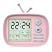 Produktbild MoKo Kids Alarm Clock, Silicone Case Cute Cartoon TV Digital Clock Bedroom Timer, Date Temperature Display with Snooze/Memory Function, Sound Control Backlight, Rechargeable, USB Powered - Pink