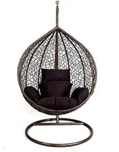 Flying Arrow Outdoor Furniture Single Seater Swing, Beautiful Swing with Stand (Brown Swing with Brown Cushion)