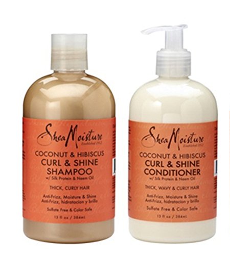 Shea Moisture Cleanse and Condition Pack - Coconut & Hibiscus Curl and Shine Shampoo & Curl and Shine Conditioner 384ml bottles