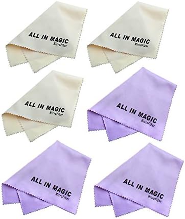 (6 Pack) All In Magic® Premium MicroFiber Cleaning Cloth - For All LCD Screens, Glass Surfaces, Glasses, Tablets, Laptops, TV Screens and All Other Delicate Surfaces (Colour : 3 Sand + 3 Purple - 6 x 7'' / 15x18 cm)