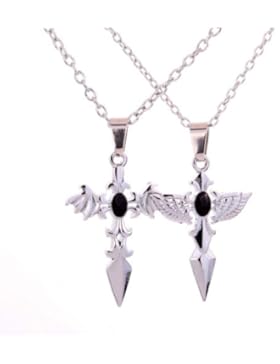 Yazilind Schmuck Edelstahl Doppel Angel Evil Fl¨¹gel-Liebes- Paar- Anh?nger Kette Halskette Geschenk 17
