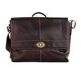 Gewicht: 1200g Shalimar Laptoptasche bis 17\' aus gewachstem Leder, Farbe:Dunkelbraun