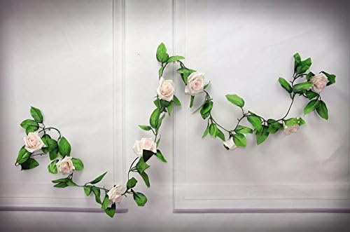 2pcs Artificial Rose Flower Curving Brim Garland Vine Craft Home Wedding Christmas Party Decoration peach