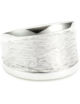 Vinani Damen-Ring glänzend Muster gebürstet Sterling Silber 925 RMG