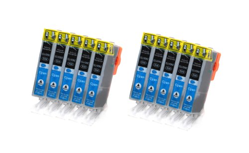 10x CLI-526 Cyan Tintenpatronen mit Chip kompatibel zu Canon für Canon IP4950 IP4850 MG5340 MG5250 MG5350 MG6250 MG8120 MG8240 MG6150 MG8250 MG5150 MG6120 MG5200 MG8150 MX885 MX715 MX884 MX895 IX6550