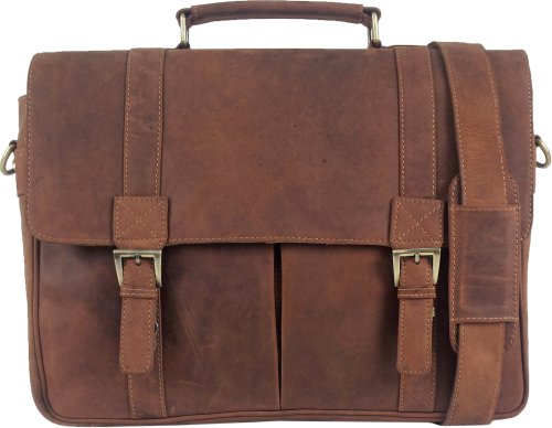 UNICORN Echt Leder 16.4″ laptop Tasche Messenger Aktentasche Cognac Tan bag #3J - 2