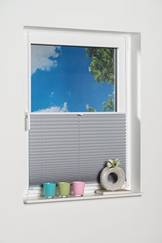 K-home Klemmfix-Plissee Palma Grau 100 x 130 cm +++Verdunklung+++ - 3