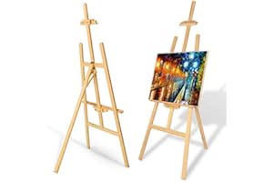 ZANGE Easel 1.75M/69 inch Pine Wood Studio A-Frame Canvas Foldable Portable Easel for Wedding Artwork Sketching Drawing Painting Display