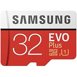 Samsung EVO Plus - Tarjeta de memoria microSD de 32 GB con adaptador SD, 95 MB/s, UHS1, color rojo y blanco