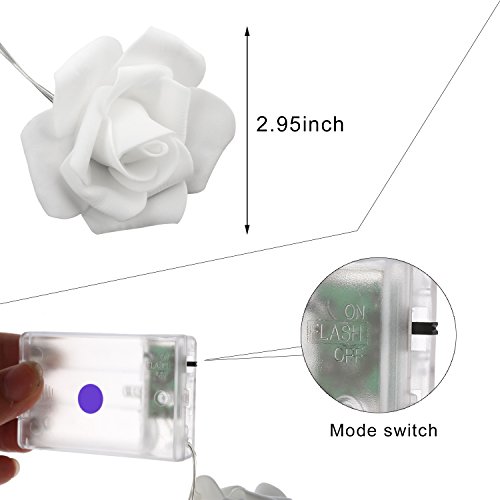 Denknova®LED Lichterkette, Rusee 20 LED Rosen Lichterkette Batteriebetrieben Innen Im Freien Beleuchtung für Garten Rasen Bar Verein Hochzeit Valentinstag Weihnachten Schlafzimmer Innendekoration (20 LEDs, lila) - 2
