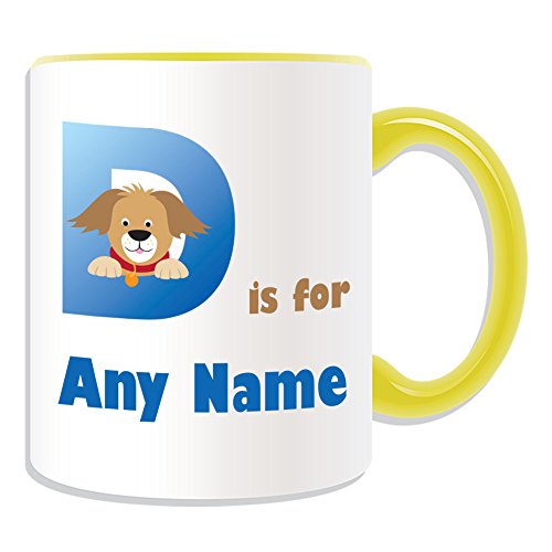 Personalised Gift - Letter D For Mug (Alphabet Design Theme, COLOUR OPTIONS) - Any Name / Message on Your Unique - A B C D E F G H I J K L M N O P Q R S T U V W X Y Z Initial Cute Symbol Phonetic Delta Dog