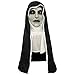 Produktbild Mesky Nonnen Maske Halloween Mask Nun Kostüm Zubehör Demon Nun Vollkopfmaske Latexmaske mit Kostenloser Haube für Cosplay leicht 300gr One Size