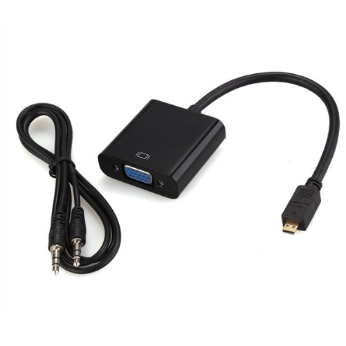 fitTek Micro HDMI zu VGA Adapter Kabel Konverter mit Audio-Kabel Schwarz - 2
