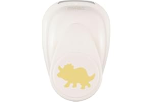 Vaessen Creative Perforatrice Decorativa Triceratopo (Dinosauro) di 2,3 x 1,8 cm-Accessori per Fai da Te, Scrapbooking Fustella per Biglietti, Album Foto e Journaling, Bianco-Oro, 23 x 18 mm