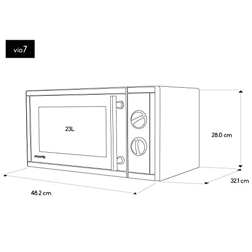H.Koenig VIO7 Mikrowelle, 1000 W Grill, 900 W Leistung, 23 L, silber - 5