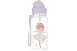 Tutete Trinkflasche für Kinder mit weichem Strohhalm | Tritan-Wasserflasche, 500 ml, BPA-frei, spülmaschinenfest, Tragegriff und auslaufsicherer Verschluss, leicht zu öffnen | Ballerinas