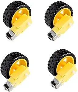 Super Debug BO Motor Dual Shaft and Wheels Smart Car Robot Gear Motor for arduino, black and yellow pack of 4-Black Yellow