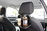 Hochwertige Kfz-Tisch für Autorücksitz der Marke INION® geeignet für alle Flaschen, Becher. Dosen, Tassen sogar für Pommes & Burger.