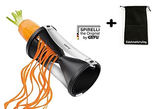Gefu Spirelli Spiralschneider – verschiedene Farben + + Stoffbeutel (schwarz 1.0) - 2