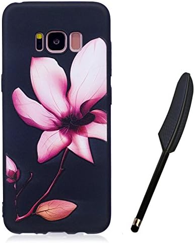Samsung S8 Case, Edaroo Colorful Painting Slim Fits Black Soft Flexible Silicone TPU Bumper Rubber Durable Shockproof Bumper Protective Case for Samsung Galaxy S8 - Pink Lily