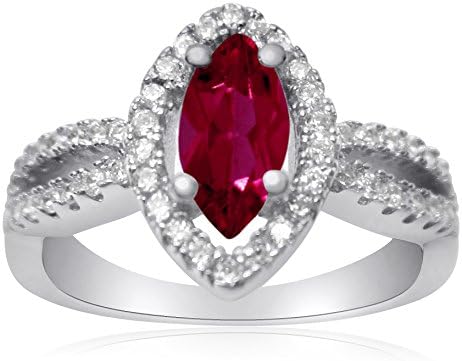 Velini, ladies ring R3036, 925 sterling silver, micro pavé setting, quality AAA cubic zirconia stones with ruby colored glass stone