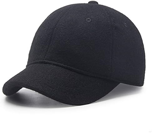 Winter Visor Caps Baseball Hat Men,Adjustable Sporting Goods Hat 56-59cm Fashion Runing Hat for Dad Unisex Novelty Baseball Hat with Wool Apparel Fabric and Polyester,5cm Short Brim Black WY99