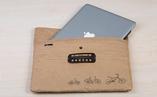 Preisvergleich Produktbild Laptophülle 11", 12" -Bicycle- aus recyceltem Packpapier mit Imprägnierung wasserabweisend