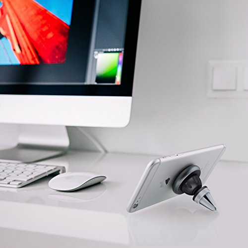 AUKEY Soporte M  vil Coche Aluminio Soporte Magn  tico 360 grados para iphone 6 6s 6 plus 6s plus ipad Sony Xperia  etc  Gris 