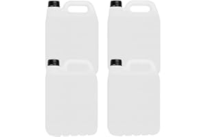 BEAUTIONA Kanister mit Schraubverschluss für Flüssigkeiten, Fassungsvermögen 5 Liter (4er-Set) – ideal für Wasser, zur Aufbewahrung und zum Transport von Flüssigkeiten, Ölen, Kraftstoffen, weiß, transparent