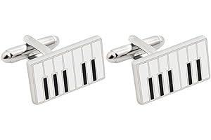 USHOBE Grand Musique Boutons de Manchette Piano à Queue Paire Boutons de Manchette Touches de Piano Boutons de Manchette Noir Blanc Boutons de Manchette Hommes Chemise Accessoires