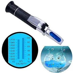 Salinity Refractometer for Seawater Aquarium Marine Fishkeeping Salinity Meter with ATC, Dual Scale 0-100 PPT& 1.000-1.070 Specific Gravity Saltwater Meter Tester for Replacement Saline Hydrometer