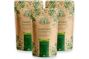 ‎WELZ CARE SweetCare statt Puderzucker - Zuckerersatz - Vegan - mit Erythritol & Stevia - Made in EU - 3 x 250g