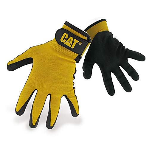 Caterpillar - Guantes Nylon recubiertos Nitilo Modelo 17416 hombre caballero (Grande (L)/Negro)