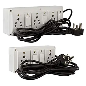 Hi-PLASST (2+2) & (3+3) Extension Board Multi Outlet Electrical Switch Boards Combo with Individual Anchor Sockets(5A) and Anchor Switches(5A)-4Mtr Long Wire Power Strip