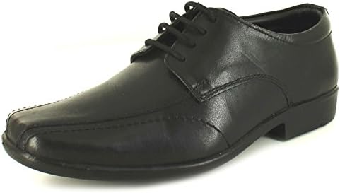 New Boys Black Leather Lace Formal Shoes Suitable School Wedding Party - Black - UK SIZE 4