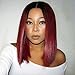Produktbild Peruanisches Echthaar Kurz Spitze vorne Bob Perücke glattes Haar dunkelrot Farbe Echthaar Virgin Hair Bob Lace Perücke