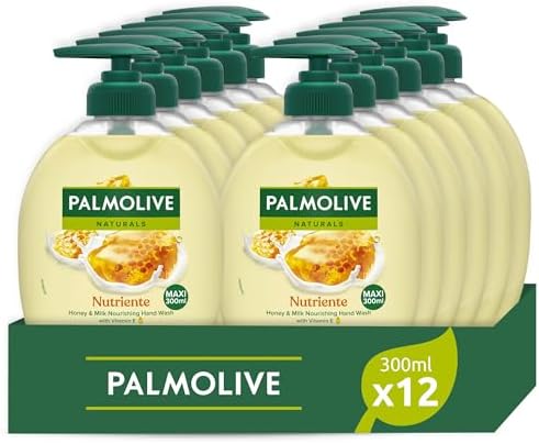 Palmolive Naturals Sapone Liquido Mani Latte e Miele 300 ml x 12 | 96% formula biodegradabile | Con latte idratante | Formula delicata |Bottiglia Riciclabile | Dermatologicamente testato