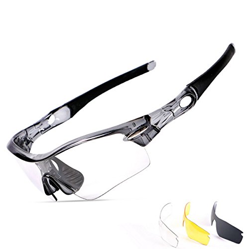 Fahrradbrille,CAMTOA UV Polarisiert Sonnenbrille farbige Radbrille mit 3 wechselbaren Gläser,Damen Herren Sport Brille Schutzbrille für Radfahren Mountainbike Laufen Angeln Golf Outdoor - 2