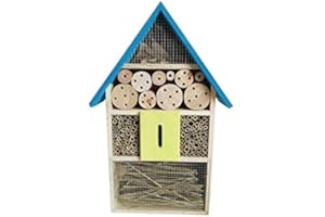 Eifa XXL 50 cm Insect Hotel Blue Roof Natural / Nesting Box Insect House Made of Wood for Bees, Butterflies, Beetles and Other Animals