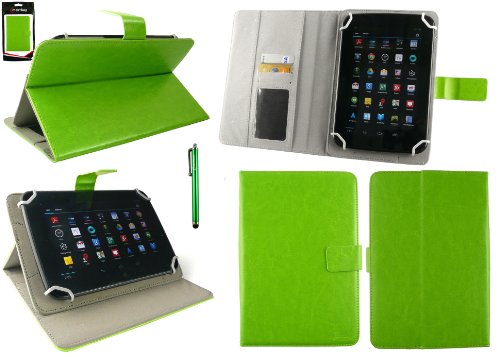 Emartbuy® Dragon Touch Y88X 7 Zoll Tablet PC Quad Core Universalbereich Grün Multi Winkel Folio Executive Case Cover Wallet Hülle Schutzhülle mit Kartensteckplätze + Grün Eingabestift