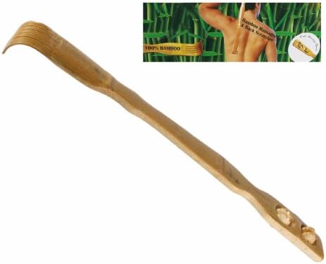 Bamboo Back Scratcher - With Massage Rolls - Popular Health &amp; Beauty Bath Time Relax Unwind Pamper Spa - Xmas Secret Santa Birthday Valentines Anniversary Leaving Gift Idea - One Supplied