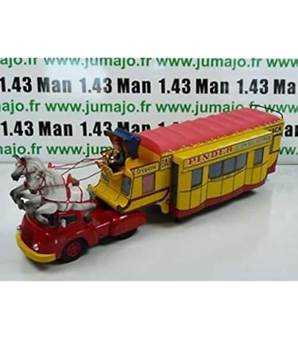 Rimorchio Roulotte Pinder Circo 1955 - Modello In Scala 1:43, Colori Giallo/Rosso/Bianco (Collezione Direkt)