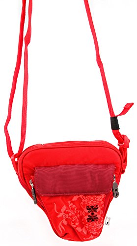 DURAGADGET Sac rouge motif fleurs pour Nikon Coolpix P610 et L840  Canon PowerShot SX410 IS et Pentax XG-1 appareils photo Bridge et petits accessoires   bandouli  re amovible