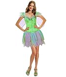 Fee Damen Karneval Kostüm Kleid mit Flügel Elfe Tinkerbell S/M