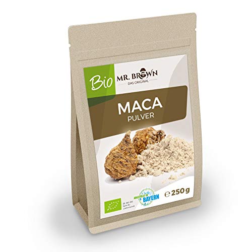 Mr. Brown bio Maca polvo de Perú, Premium Calidad | abgefüllt en Alemania | Cultivo ecológico) | sin aditivos & sin conservantes