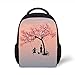 Produktbild Kids School Backpack Tree of Life,Children Playing on a Tire Swing Under Cherry Tree with Dog Blossom Spring Art,Pink Black Plain Bookbag Travel Daypack