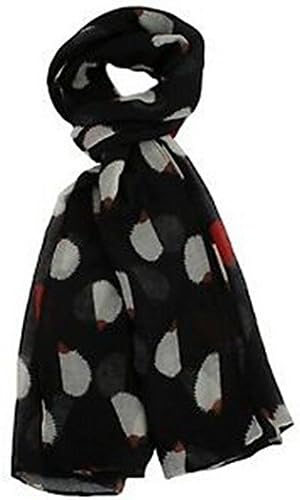 Romanceshop Women Ladies Cute Hedgehog Scarf Animal Long Scarf shawl beach towel wrap head scarf accessories gift (black)